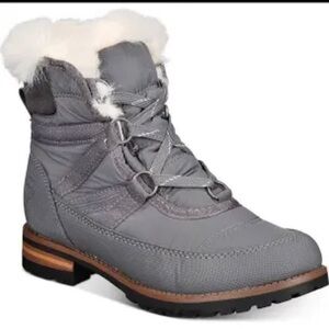 NWOT Rock & Candy Danlea Woman’s Gray Winter Boots Faux Fur Detailing. Size 9.